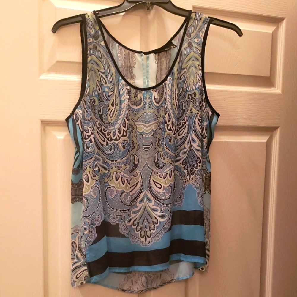 Women's Blue Paisley Tank Top